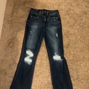 BKE Dark Blue Distressed Flare Jeans